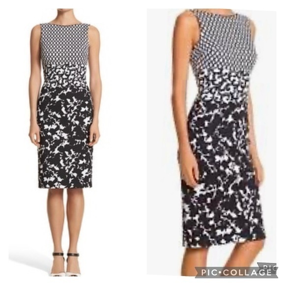 WHBM Dress 6 Black White Ponte Knit Sheath - Picture 1 of 17
